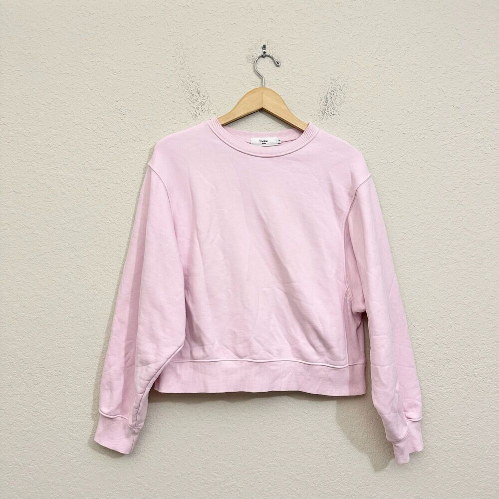 THE FRANKIE SHOP Crop Crewneck Sweatshirt in Baby Pink